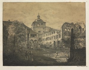 हीडलबर्ग कैसल के छह दृश्य: कैसल टेरेस, 1820। द्वारा अर्नस्ट फ्राइज़