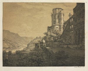 हीडलबर्ग कैसल के छह दृश्य: यार्ड, प्रवेश द्वार पर, 1820।