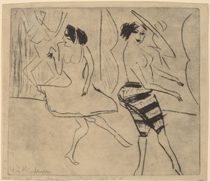 स्टूडियो में नर्तक, 1911। द्वारा अर्नस्ट लुडविग किरचनर