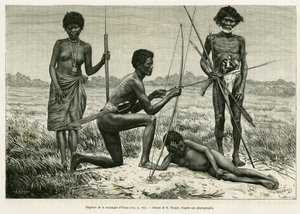 य्रिगा पर्वत के नेग्रिटोस। एडोर्ड चार्टन (1807-1890), हैचेट, पेरिस द्वारा निर्देशित, ले टूर डू मोंडे 1886 में, अल्फ्रेड मार्चे (1844-1898) द्वारा फिलीपींस में छह साल, लुकोन और पलाऊन की कहानी को चित्रित करने के लिए ई.रोनजट द्वारा उत्कीर्णन। द्वारा एटिने एंटोनी यूजीन रोनजत