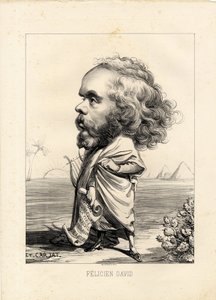 उड़ता हुआ पत्ता - इटियेन कारजट द्वारा चित्रण (1826-1906): मिस्र, लियर, पिरामिड - डेविड फेलिसियन (1810-1876) द्वारा एटिने कारजाटा