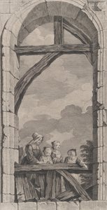 पेरिस में फाउंडलिंग्स का चैपल: क्रेक देख रही नन और छोटी लड़कियां..., 1756। द्वारा एटियेन फ़ेसार्ड
