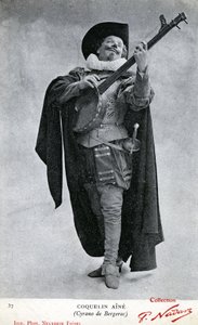 कॉन्सटेंट पोपी उर्फ कोक्वेलिन ऐने (1841 - 1909) साइरानो डी बर्जरैक (फोटो) की पोशाक में फोटो खिंचवाया गया द्वारा एटिने नेउर्दिन