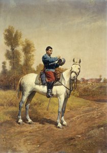 कैवलरीमैन ऑन ए व्हाइट चार्जर, 1907