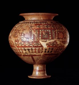 Etruscan सभ्यता: कब्र 3 से olla फूलदान, ब्यूकसियोस के नेक्रोपोलिस एक बिसेंजियो - 7 वीं ईसा पूर्व द्वारा इट्रस्केन