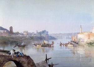 रिपा ग्रांडे में मछुआरे, एटोर रोस्लर फ्रांज (1845-1907), वॉटरकलर द्वारा। द्वारा एटोर रोसेलर फ्रांज