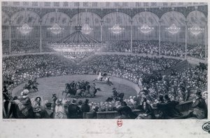 फ्रेंकोनी सर्कस, चैंप्स एलिसीज़, पेरिस, यूजीन लुई लामी (1800-1890) में हॉर्स शो, चार्ल्स मोट्रम (1807-1876) द्वारा उकेरा गया, जो पेरिस में समर और विंटर से लिया गया है द्वारा यूजीन लुई लामिया