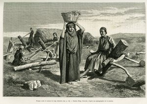 अरब औरत और लंबी दस फाउली की आरी। कहानी ए सुसे को चित्रित करने के लिए यूजीन गिरार्डेट द्वारा उत्कीर्णन द्वारा यूजीन एलेक्सिस गिरार्डेट
