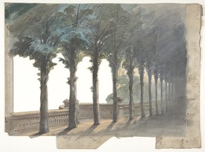 ओपेरा, पेरिस, 1830-90 में एक स्टेज सेट के लिए डिज़ाइन। द्वारा यूजीन सिसेरी
