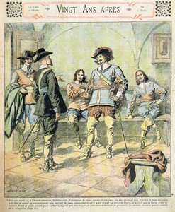 अलेक्जेंड्रे डुमास पेरे (1803-70) द्वारा 'जर्नल डेस रोमन्स पॉपुलैरेस इलस्ट्रेस', c.1900 (कलर लिथो) से 'विंग्ट एन्स एप्रेस' के सीरियलाइज़ेशन का फ्रंट कवर द्वारा यूजीन डंबलान्स