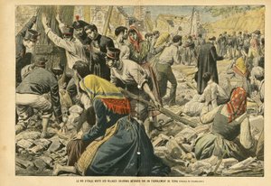 ले पेलेरिन में यूजीन डंबलन्स (1865-1945) का चित्रण, 24/09/05 - इटली के राजा ने भूकंप से फटे कैलाब्रियन गांवों का दौरा किया - विविध तथ्य, इटली, वास्तुकला शहरीकरण, विनाश भवन, प्राकृतिक आपदा, भूकंप, कालाब्रिया - द्वारा यूजीन डंबलान्स