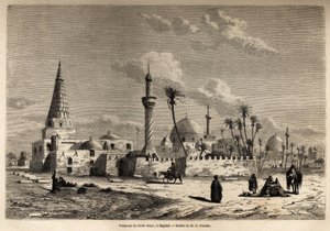 1840-1842 में मेसोपोटामिया की अपनी यात्रा को चित्रित करने के लिए, यूजीन फ़्लैंडिन (1809-1876) द्वारा चित्रित, बगदाद में शेख उमर का मकबरा। "" ले टूर डू मोंडे "" 1861 में उत्कीर्णन। सेल्वा का संग्रह। द्वारा यूजीन फ़्लैंडिन
