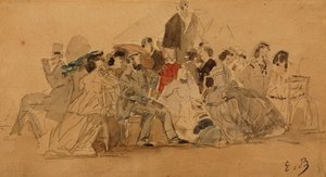 समुद्र तट पर दोपहर, c.1865 द्वारा यूजीन लुई बौडिन