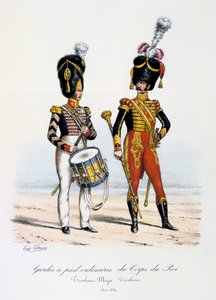 किंग्स कॉर्प्स के साधारण फुट गार्ड, ड्रम मेजर और ड्रमर, 1822-30 द्वारा यूजीन टिटेक्स