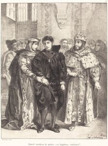 महारानी ने हैमलेट अधिनियम I, दृश्य II, 1834 को सांत्वना देने की कोशिश की। द्वारा यूजीन डेलाक्रोइक्स