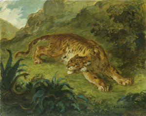 टाइगर एंड स्नेक, 1854-1858। द्वारा यूजीन डेलाक्रोइक्स