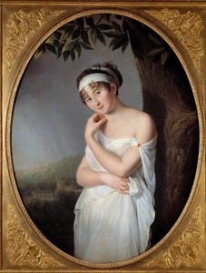 मैडम जूलियट रिकैमियर (1777-1849) का पोर्ट्रेट, यूली मोरिन (1765-1837) 1799 द्वारा नी जीन-फ्रैंकोइस बर्नार्ड पेंटिंग। मंद। 1.15x0.87 मीटर। द्वारा यूलाली मोरिन