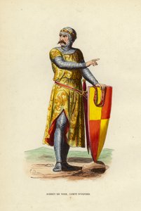 ऑब्रे डी वेरे, अर्ल ऑफ़ ऑक्सफ़ोर्ड (रंगीन उत्कीर्णन) द्वारा यूरोपीय स्कूल