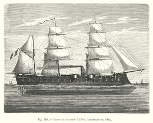 अल्मा बख़्तरबंद कार्वेट, 1865 में निर्मित (उत्कीर्णन) द्वारा यूरोपीय स्कूल