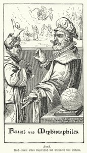 Faust और Mephistopheles (उत्कीर्णन) द्वारा यूरोपीय स्कूल