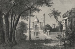 लेस जार्डिन्स डू ग्रैंड मोगोल (उत्कीर्णन) द्वारा यूरोपीय स्कूल