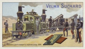 1890 में घेराबंदी हथियार परिवहन के लिए लोकोमोटिव द्वारा यूरोपीय स्कूल