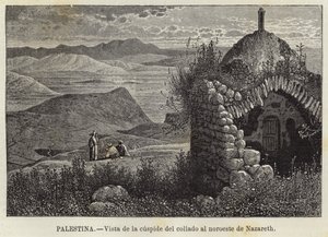 फिलिस्तीन, नज़ारेथ के उत्तर पश्चिम की पहाड़ी के पुच्छल दृश्य द्वारा यूरोपीय स्कूल