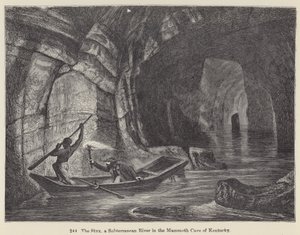 वैतरणी नदी, केंटकी की विशाल गुफा में एक भूमिगत नदी (उत्कीर्णन) द्वारा यूरोपीय स्कूल