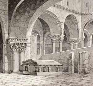 यरूशलेम के पवित्र सेपुलर के चर्च में गॉडफ्रे डी बाउलोन का मकबरा, c.1880