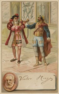 विक्टर ह्यूगो, फ्रांसीसी लेखक, और उनके नाटक हर्नानी का एक दृश्य (1830) द्वारा यूरोपीय स्कूल