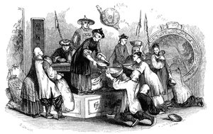 1847 में बिखराव के मौसम के दौरान लोगों को मकई देना