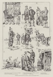 हाइलैंड Bagpipes के साथ शौकीनों द्वारा एवलिन स्टुअर्ट हार्डी