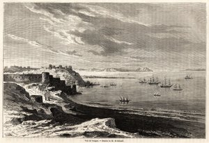 एवरमोंड डी बेरार्ड (1824-1881) द्वारा चित्रित टैंजियर (मोरक्को) का दृश्य, मोरक्को के लिए MFSchickler के यात्रा नोटों को चित्रित करने के लिए। "दुनिया भर में, नई यात्रा पत्रिका" "पेरिस" में उत्कीर्णन