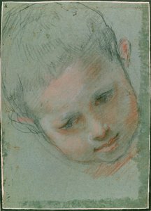 एक लड़के का सिर, c.1586-89 काला, लाल, सफेद और मांस टोंड चाक) द्वारा फेडेरिको फियोरी बरोची या बरोकियो