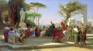 होराइतस ने Maecenas, 1863 (कार्डबोर्ड पर तेल) में अपने शनि को पढ़ना