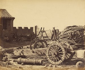 1 अगस्त 1860 को मैगज़ीन और वुडेन गन दिखाते हुए पेहटांग का इंटीरियर द्वारा फेलिस बीटो