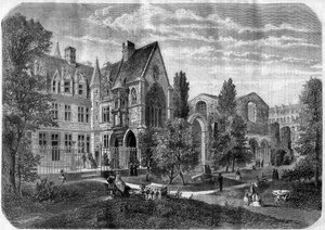 1868 में पेरिस में ले स्क्वायर डू पालिस डेस थर्मस एट डे ल'होटल डी क्लूनी - फेलिक्स डी थोरिग्नी द्वारा एक ड्राइंग के बाद उत्कीर्णन द्वारा फेलिक्स (बाद में) थोरगेन