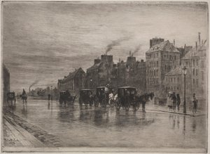 ए विंटर मार्निंग मॉर्निंग ऑन क्वाई डे लोटेल-डाईउ, 1876। द्वारा फेलिक्स हिलैरे बुहोट