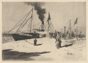 1877 में ट्रौविल घाट पर पियर। द्वारा फेलिक्स हिलैरे बुहोट