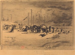 ट्राउविल में अन ग्रेन ए ट्रौविल स्क्वॉल, 18741875। द्वारा फेलिक्स हिलैरे बुहोट