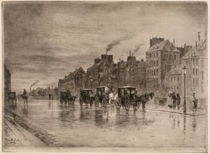 1876 में क्वा डे ल'होटल-डियू पर शीतकालीन सुबह। द्वारा फेलिक्स हिलैरे बुहोट
