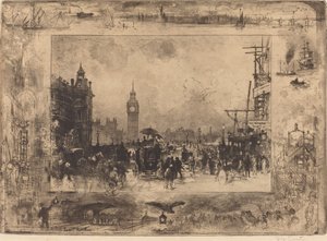वेस्टमिंस्टर ब्रिज, 1884। द्वारा फेलिक्स हिलैरे बुहोट