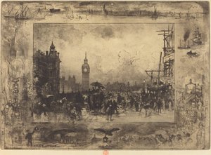 वेस्टमिंस्टर ब्रिज, 1884। द्वारा फेलिक्स हिलैरे बुहोट