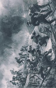 हमला, हिंडनबर्ग का चित्रण डैटरलैंडिशर डेरलाग सीयू वेलर बर्लिन द्वारा प्रकाशित किया गया