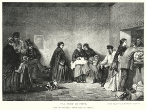 मोंट डे पीट, पेरिस में सरकारी प्यादा-दुकान (उत्कीर्णन) द्वारा फर्डिनेंड (बाद में) हेयल्बथ