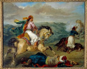 ग्रीस में युद्ध का एक प्रसंग। यूजीन डेलाक्रोइक्स द्वारा पेंटिंग (1798-1863) द्वारा फर्डिनेंड विक्टर यूजीन डेलाक्रोइक्स