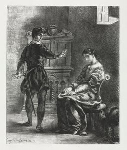 हेमलेट: हेमलेट और ओफेलिया, 1834। द्वारा फर्डिनेंड विक्टर यूजीन डेलाक्रोइक्स