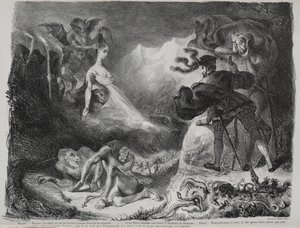 Faust के लिए चित्र: Marguerites छाया Faust, 1828 को दिखाई देता है। द्वारा फर्डिनेंड विक्टर यूजीन डेलाक्रोइक्स