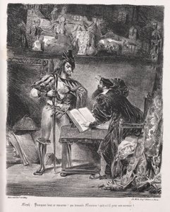 फ़ॉस्ट के लिए चित्र: मेफ़िस्टोफ़्लेज़ फ़ॉस्ट, 1828 पर जाता है। द्वारा फर्डिनेंड विक्टर यूजीन डेलाक्रोइक्स