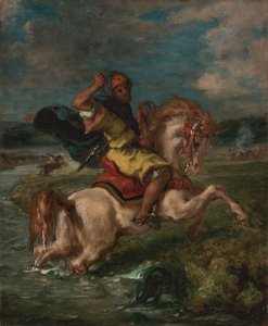 मोरक्कन हॉर्समैन क्रॉसिंग ए फोर्ड, c.1850 (कैनवास पर तेल) द्वारा फर्डिनेंड विक्टर यूजीन डेलाक्रोइक्स
